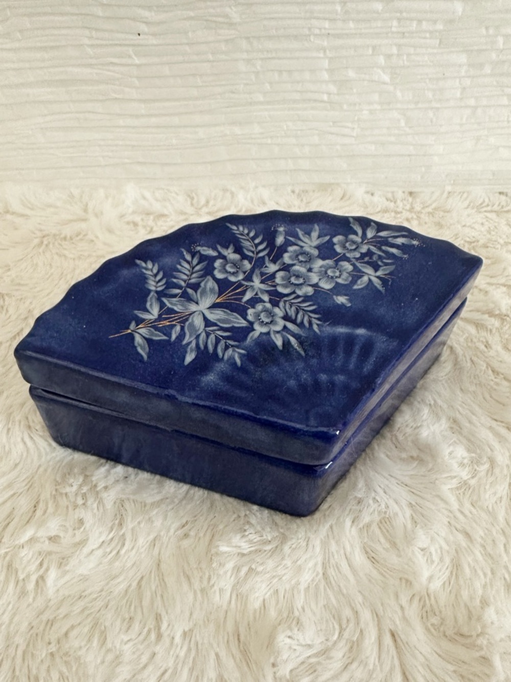 Cobalt Blue Fan Trinket Dish